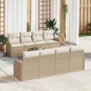 Havesofa Sæt 9 pcs Beige og creme Poly Rattan og Stål og Glas