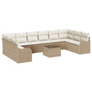 Havesofa Sæt 11 stk. Beige og hvid polyrattan