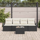 Havesofa Sæt med opbevaring 5 pcs Sort og Cream polyrattan