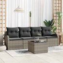 Havesofa Sæt med opbevaring med pude 5 pcs Grå polyrattan