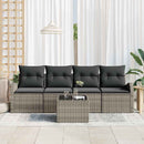 Havesofa Sæt med opbevaring med pude 5 pcs Grå polyrattan