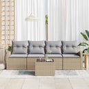 Havesofa Sæt med opbevaring 5 pcs Beige og grå polyrattan