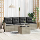 Havesofa Sæt med pude 5 pcs Lysegrå og mørkegrå polyrattan