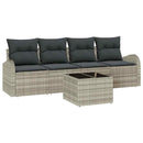 Havesofa Sæt med pude 5 pcs Lysegrå og mørkegrå polyrattan