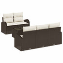 Havesofa Sæt med opbevaring 6 pcs Brun og Creme polyrattan