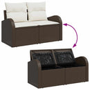 Havesofa Sæt med opbevaring 6 pcs Brun og Creme polyrattan