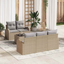 Havesofa Sæt med opbevaring 6 pcs Beige og grå polyrattan