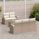 Havesofa Sæt med opbevaring 6 pcs Beige og creme polyrattan