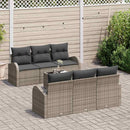 Havesofa Sæt med opbevaring med pude 7 pcs Grå polyrattan