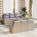 Havesofa Sæt med opbevaring 7 pcs Beige og grå polyrattan