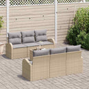 Havesofa Sæt med opbevaring 7 pcs Beige og grå polyrattan