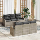Havesofa Sæt med pude 7 pcs Lysegrå og mørkegrå polyrattan