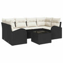 Havesofa Sæt med opbevaring 7 pcs Sort og Cream polyrattan