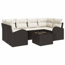 Havesofa Sæt med opbevaring 7 pcs Brun og Creme polyrattan