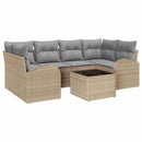 Havesofa Sæt med opbevaring 7 pcs Beige og grå polyrattan