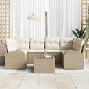 Havesofa Sæt med opbevaring 7 pcs Beige og creme polyrattan