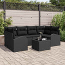 Havesofa Sæt med opbevaring med pude 7 pcs Sort polyrattan