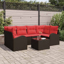 Havesofa Sæt med opbevaring 7 pcs Beige og Rød polyrattan