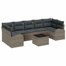 Havesofa Sæt med pude 8 pcs Grå 289 x 124 x 69 cm polyrattan