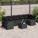 Havesofa Sæt med opbevaring med pude 8 pcs Sort polyrattan