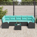Havesofa Sæt med opbevaring 8 pcs Sort og turkis polyrattan