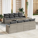 Havesofa Sæt med pude 9 pcs Lysegrå og mørkegrå polyrattan