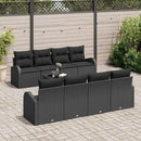 Havesofa Sæt med opbevaring med pude 9 pcs Sort polyrattan