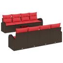 Sofa Sæt med pude med opbevaring 9 pcs Beige og Rød polyrattan
