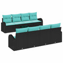 Sofa Sæt med pude 9 pcs Sort og turkis polyrattan