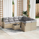 Sofa Sæt med pude med opbevaring 9 pcs Beige og grå polyrattan