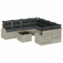 Sofa Sæt med pude 9 pcs Lysegrå og mørkegrå polyrattan