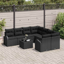 Sofa Sæt med pude med opbevaring 9 pcs Sort polyrattan