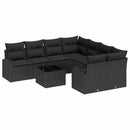 Sofa Sæt med pude med opbevaring 9 pcs Sort polyrattan