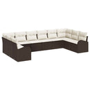 Havesofa Sæt med pude 10 pcs Brun og hvid polyrattan
