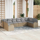 Havesofa Sæt med pude 10 pcs Beige og lys grå polyrattan