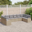 Havesofa Sæt med pude 10 pcs Beige og lys grå polyrattan