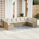 Havesofa Sæt med pude 10 pcs Beige og hvid polyrattan