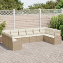Havesofa Sæt med pude 10 pcs Beige og hvid polyrattan