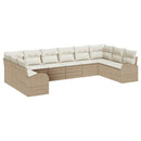 Havesofa Sæt med pude 10 pcs Beige og hvid polyrattan
