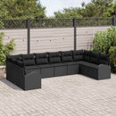 Havesofa Sæt med pude med opbevaring 10 pcs Sort polyrattan