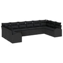 Havesofa Sæt med pude med opbevaring 10 pcs Sort polyrattan