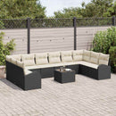 Havesofa Sæt med pude 11 pcs Brun og Creme polyrattan