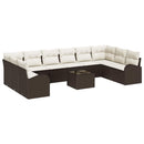 Havesofa Sæt med pude 11 pcs Brun og Creme polyrattan