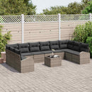 Havesofa Sæt med pude med opbevaring 11 pcs Lysegrå polyrattan