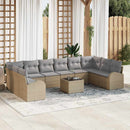 Havesofa Sæt med pude 11 pcs Beige og lys grå polyrattan