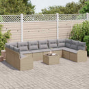 Havesofa Sæt med pude 11 pcs Beige og lys grå polyrattan