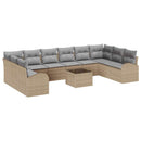 Havesofa Sæt med pude 11 pcs Beige og lys grå polyrattan