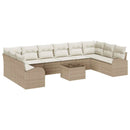 Havesofa Sæt med pude 11 pcs Beige og creme polyrattan