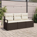 Havesofa Sæt med pude 3 pcs Brun og hvid polyrattan