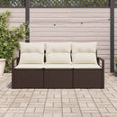 Havesofa Sæt med pude 3 pcs Brun og hvid polyrattan